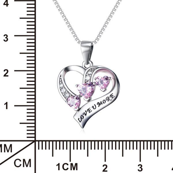 Sterling Silver Pink Heart Pendant Necklace-1