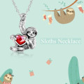 wholesale 925 Sterling Silver Yellow Crystal Heart Sloth Pendant Necklace for Women and Men-0-10