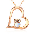wholesale Rose Gold 925 Sterling Silver Blue Opal Owl Pendant in Heart Shape - Cute Animal  for Women-0-0
