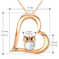 wholesale Rose Gold 925 Sterling Silver Blue Opal Owl Pendant in Heart Shape - Cute Animal  for Women-0-1