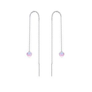 Sterling Silver 6mm Small Pink Cat's Eye Threader Earrings-0