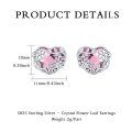 wholesale 925 Sterling Silver Heart-Shaped Pink Crystal Stud Earrings for Women and Teenage Girls-0-1