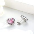 wholesale 925 Sterling Silver Heart-Shaped Pink Crystal Stud Earrings for Women and Teenage Girls-0-4