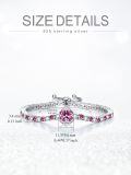 wholesale Sterling Silver Tennis Bracelet with Birthstones 6+2 Inch - Rhodium Plated-0-1