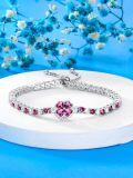 wholesale Sterling Silver Tennis Bracelet with Birthstones 6+2 Inch - Rhodium Plated-0-3