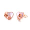 wholesale 925 Sterling Silver Heart Pink Crystal Jewelry Sets with Rose Flower-0-6