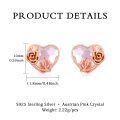 wholesale 925 Sterling Silver Heart Pink Crystal Jewelry Sets with Rose Flower-0-7