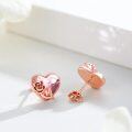 wholesale 925 Sterling Silver Heart Pink Crystal Jewelry Sets with Rose Flower-0-9