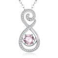 wholesale 925 Sterling Silver Pink Crystal Infinity Pendant Necklace for Women-0-0