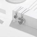 wholesale 925 Sterling Silver Heart-Shaped Couples Lock and Key Necklace Set with Engraved Message - 36 Chain Length-0-3
