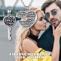 wholesale 925 Sterling Silver Heart-Shaped Couples Lock and Key Necklace Set with Engraved Message - 36 Chain Length-0-5