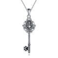wholesale 925 Sterling Silver Vintage Key with Cat's Claw Charm Necklace for Women Teen Girls  48cm Chain Length-0-0