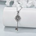 wholesale 925 Sterling Silver Vintage Key with Cat's Claw Charm Necklace for Women Teen Girls  48cm Chain Length-0-3