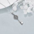 wholesale 925 Sterling Silver Vintage Key with Cat's Claw Charm Necklace for Women Teen Girls  48cm Chain Length-0-4