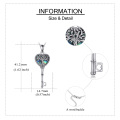 wholesale 925 Sterling Silver Abalone Shell Heart Tree of Life Pendant with Key Charm Necklace-0-1