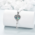 wholesale 925 Sterling Silver Abalone Shell Heart Tree of Life Pendant with Key Charm Necklace-0-3