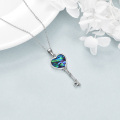 wholesale 925 Sterling Silver Abalone Shell Heart Tree of Life Pendant with Key Charm Necklace-0-4