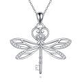 wholesale 925 Sterling Silver Cubic Zirconia Dragonfly Key Pendant Necklace for Women Girls-0-0