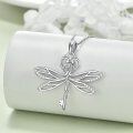 wholesale 925 Sterling Silver Cubic Zirconia Dragonfly Key Pendant Necklace for Women Girls-0-3
