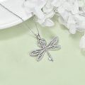 wholesale 925 Sterling Silver Cubic Zirconia Dragonfly Key Pendant Necklace for Women Girls-0-4