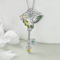 wholesale 925 Sterling Silver Key Shaped Hummingbird Pendant with Green Stones and Yellow Crystals Keepsake Jewelry for Ashes Cremation Memorial Gifts-0-3