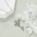 wholesale 925 Sterling Silver Key Shaped Hummingbird Pendant with Green Stones and Yellow Crystals Keepsake Jewelry for Ashes Cremation Memorial Gifts-0-4