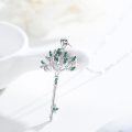 wholesale 925 Sterling Silver Green Crystal Tree of Life Key Pendant Necklace for Women Gifts-0-4