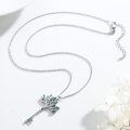 wholesale 925 Sterling Silver Green Crystal Tree of Life Key Pendant Necklace for Women Gifts-0-5