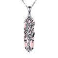 wholesale 925 Sterling Silver Pink Rose Quartz Tree of Life Pendant Necklace for Mother and Daughter -0-0