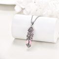 wholesale 925 Sterling Silver Pink Rose Quartz Tree of Life Pendant Necklace for Mother and Daughter -0-4