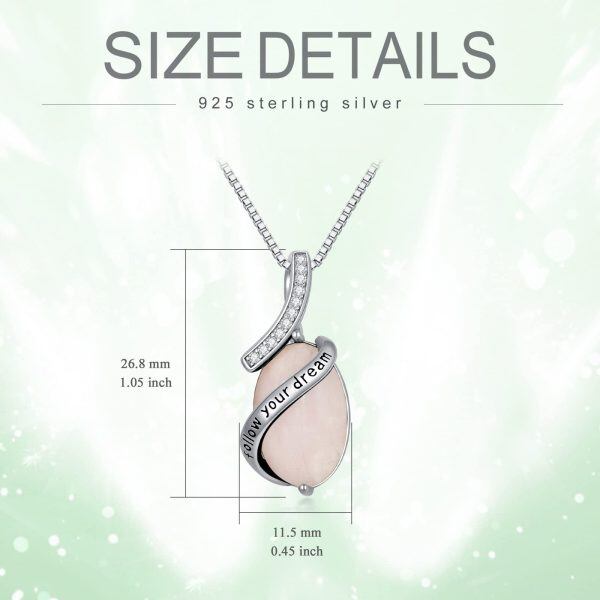 Sterling Silver Rose Quartz Inspirational Pendant Necklaces-1