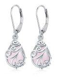 wholesale 925 Sterling Silver Pink Rose Quartz Filigree Drop Earrings for Women - Handmade s-0-0