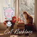 wholesale 925 Sterling Silver Pink Rose Quartz Cat Paw Necklace s for Women-0-5