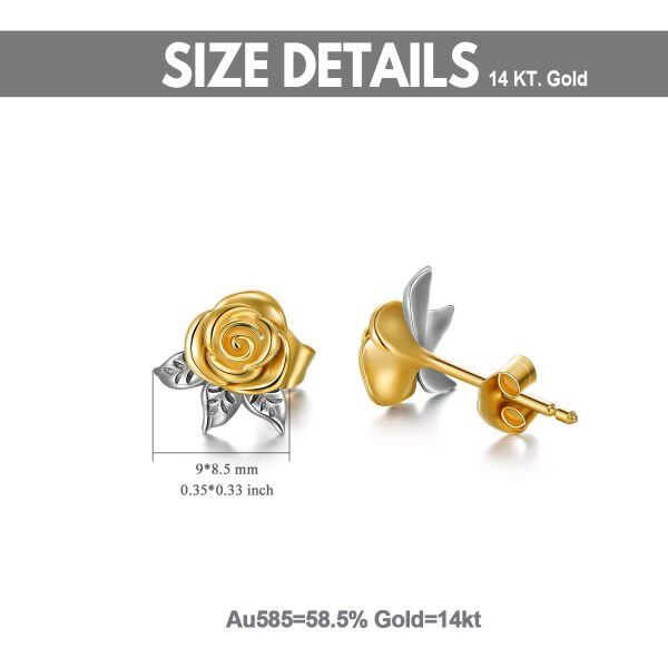 14K Gold Rose Flower Stud Earring-1