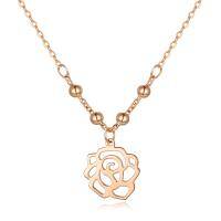 wholesale 18K Gold Rose Flower Pendant Necklace for Women - Elegant- Rose Gold Plated