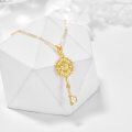 wholesale 14K Gold Sunflower Key Pendant Necklace for Women Real Gold Ideas-0-3