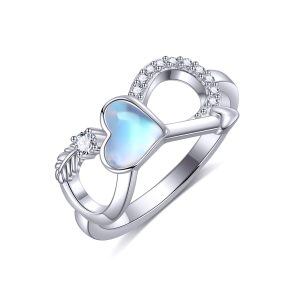 Sterling Silver Infinity Arrow Moonstone Ring-0