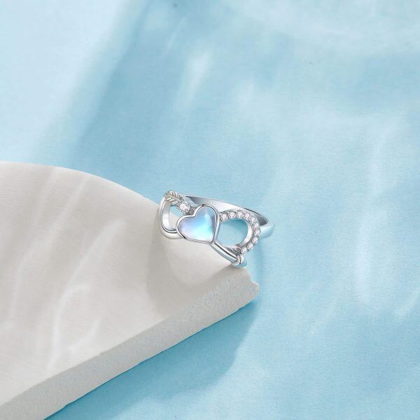 Sterling Silver Infinity Arrow Moonstone Ring-3