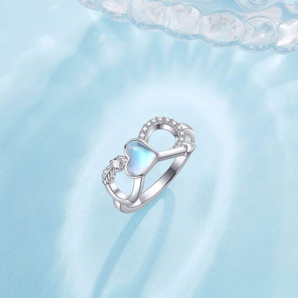 Sterling Silver Infinity Arrow Moonstone Ring-4