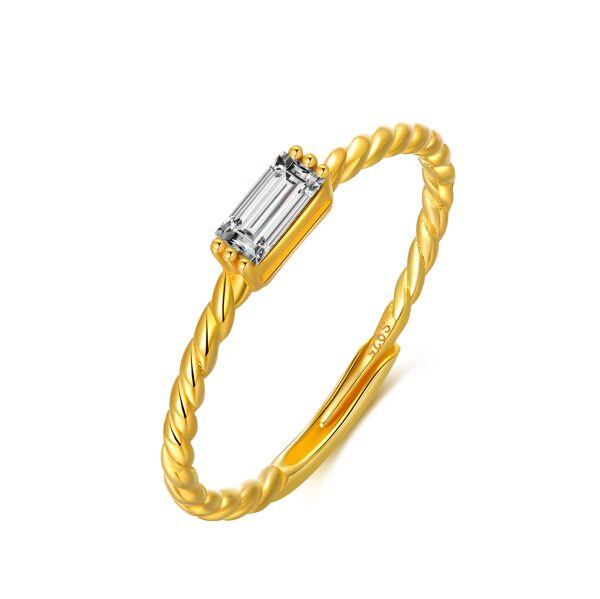 Sterling Silver with Gold Plated Twisted Adjustable Ring-0