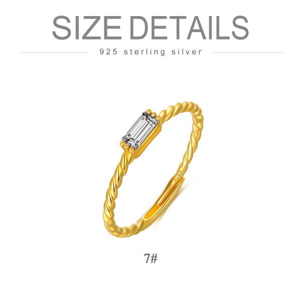 Sterling Silver with Gold Plated Twisted Adjustable Ring-1