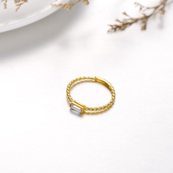 Sterling Silver with Gold Plated Twisted Adjustable Ring-3