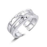 wholesale 925 Sterling Silver Yin Yang Adjustable Ring Couples Gift for Him & Her- US # 7