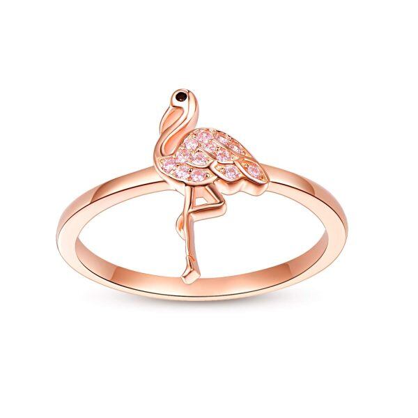 Sterling Silver Flamingo Stacking Rings-0