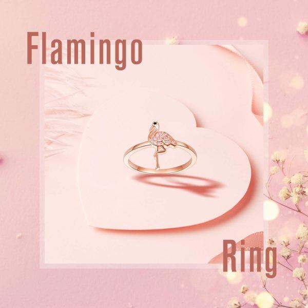 Sterling Silver Flamingo Stacking Rings-5