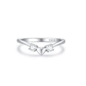 Sterling Silver Heart Stacking Rings-0