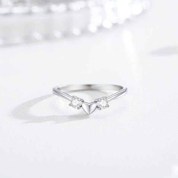 Sterling Silver Heart Stacking Rings-6