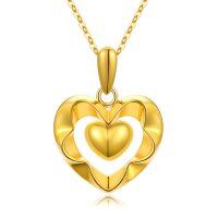 wholesale 18K Gold Double Heart Pendant Necklace for Women - Forever Love You Gift for Her/Mom/Wife (45cm)- Gold Plated