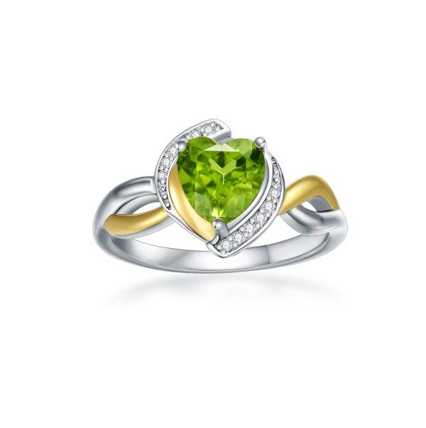 Sterling Silver 7mm Peridot Engagement Rings-0