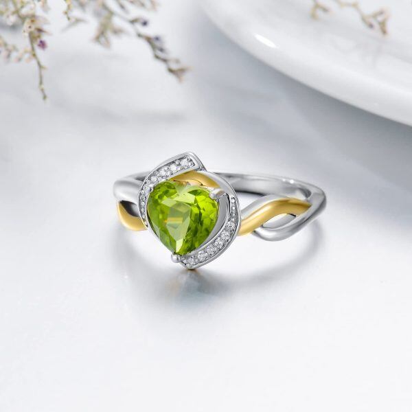 Sterling Silver 7mm Peridot Engagement Rings-3